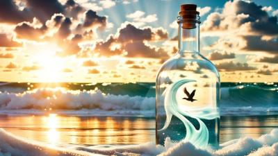 Sun, waves, bottle